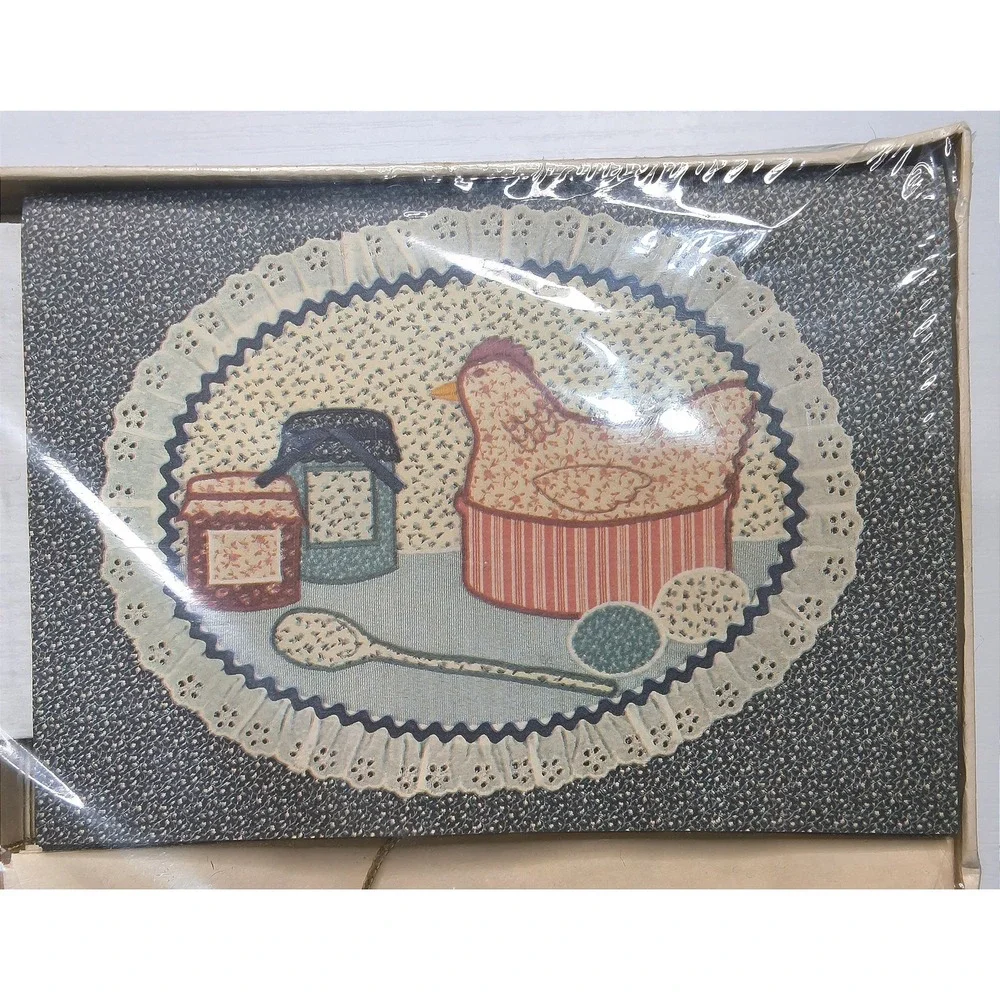 Cottagecore Montag Country Hen Nest Applique Stationery Set Blue Vintage 1983‎